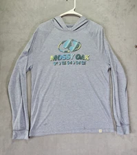 Mossy Oak Mens Fishing Hoodie Gray Medium Long Sleeve Lightweight Performance 