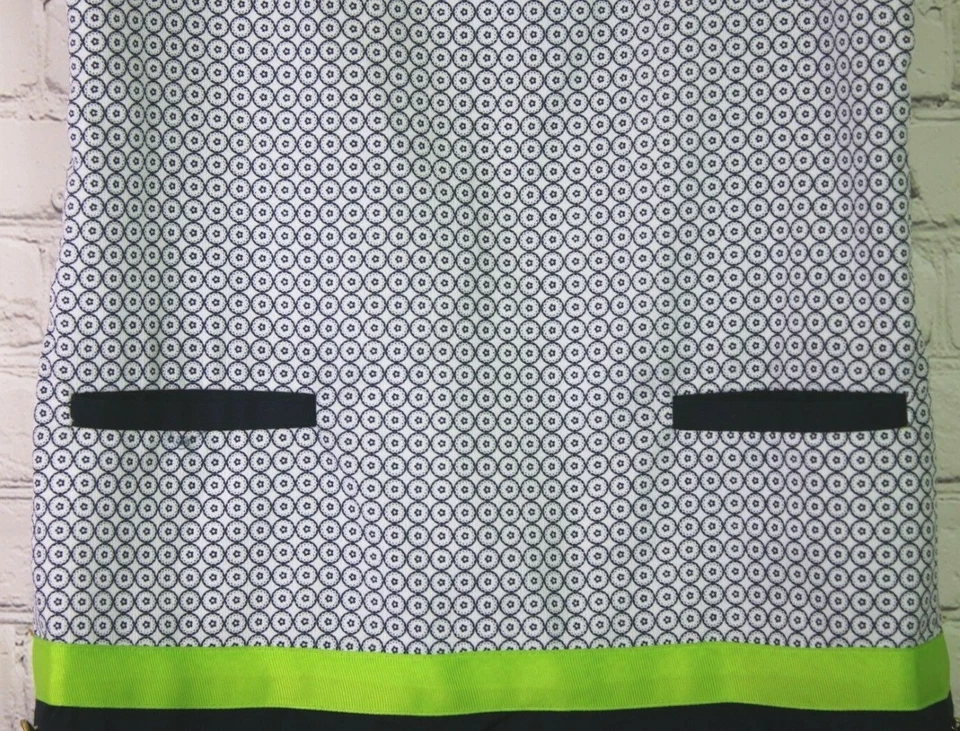 Vestido Florence Eiseman Niñas Talla 12 Studio 342 Azul Marino y Lima Forrado Cintura Baja Foto 4 de 4