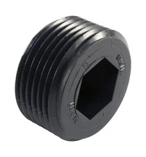 Caplugs Plastic Hex Socket Threaded Plug. TH-3, HDPE, to Plug Thread Size 1/4...