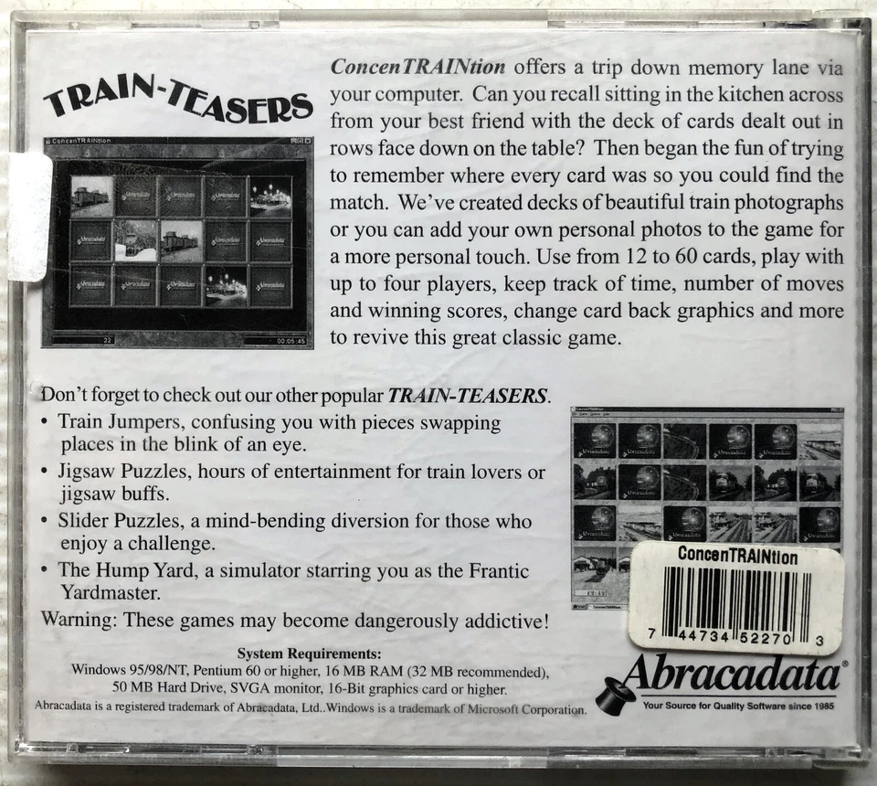 Train-Teasers - ConenTRAINtion (PC CD-ROM Software, Windows 95, 98 & NT) VGC - image 4 of 4