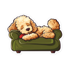 Poodle Dog Sticker Pup Design Cool Bottle Tired Decal Print Pet Rest Car Sleep
