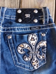 Miss-Me-Boot-Cut-Jeans-Size-27-x-32-Style-JY6277BV-Leopard-Pattern-Pockets