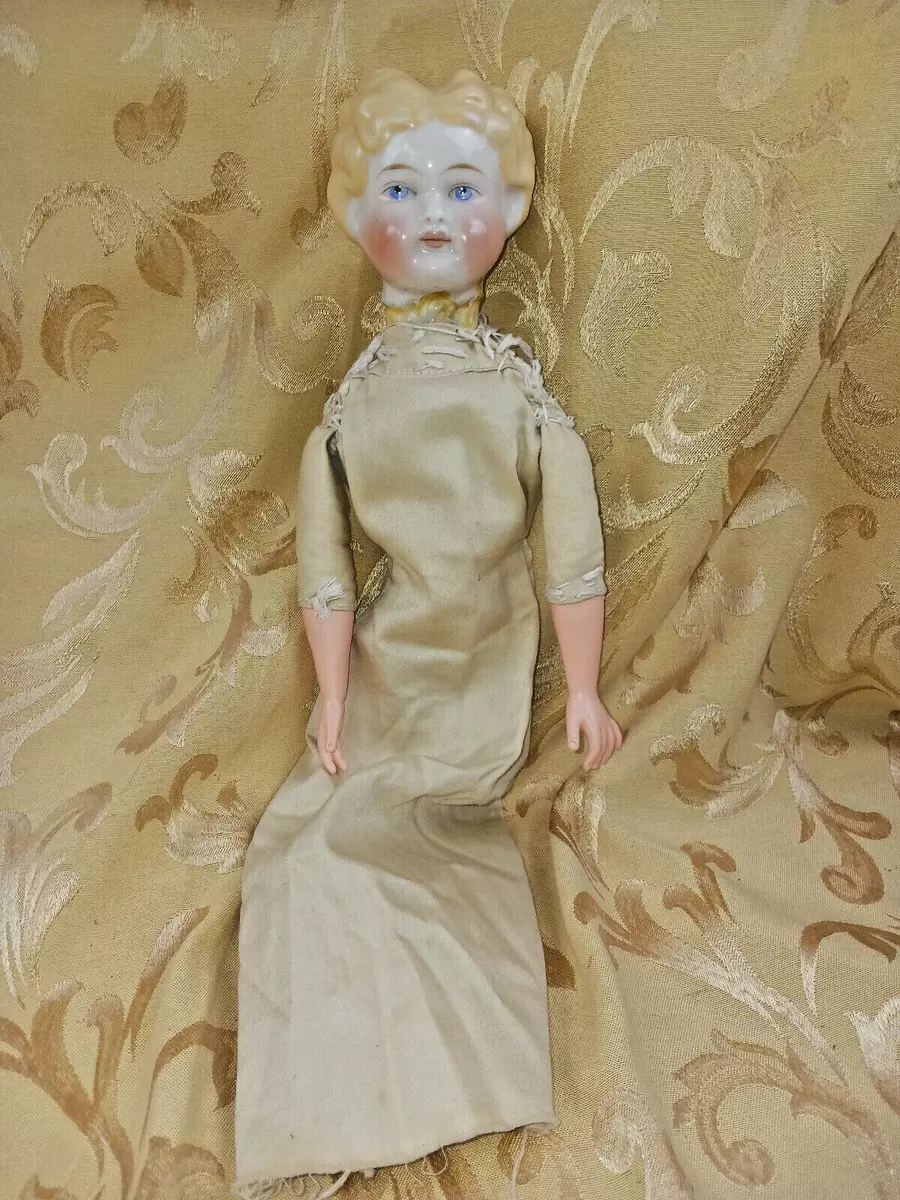 Old Porcelain Doll Head Stick Antique Dollhead Porcelain 