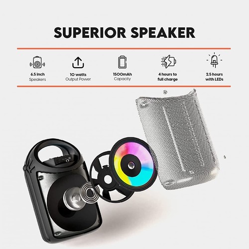 Cassa Altoparlante Bluetooth Ricaricabile Portatile RGB Microfono USB TF ZQS6122 - Foto 5 di 11
