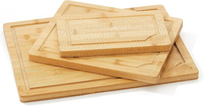 Bamboo Cutting Board 3 Piece Set,Kitchen Wooden Cutting Board,Bread Board Set