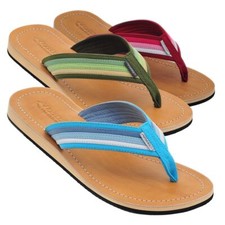 LESTARIE Damen Sandale Zehentrenner Leder Sandalen Zehensteg Flip Flop Gr.36-43