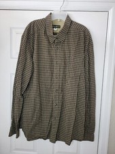 Men's Eddie Bauer Green Long Sleeve Casual Plaid Button Up Collared Shirt 2XL