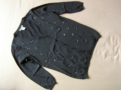 Feinstrick-Weste von H&M, Gr. XS, schwarz, Pailletten, 3x getragen, Kunstfaser