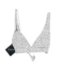 Zaful Forever Young Swim Womens Polka Dot Tie Bikini Top Bathing Suit White S