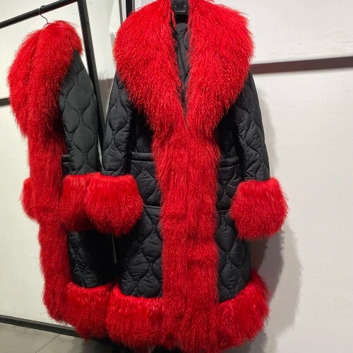 Real Mongolia Sheep Fur Jacket Women Autumn Loose Long Trench Coat Overcoat - Bild 9 von 31