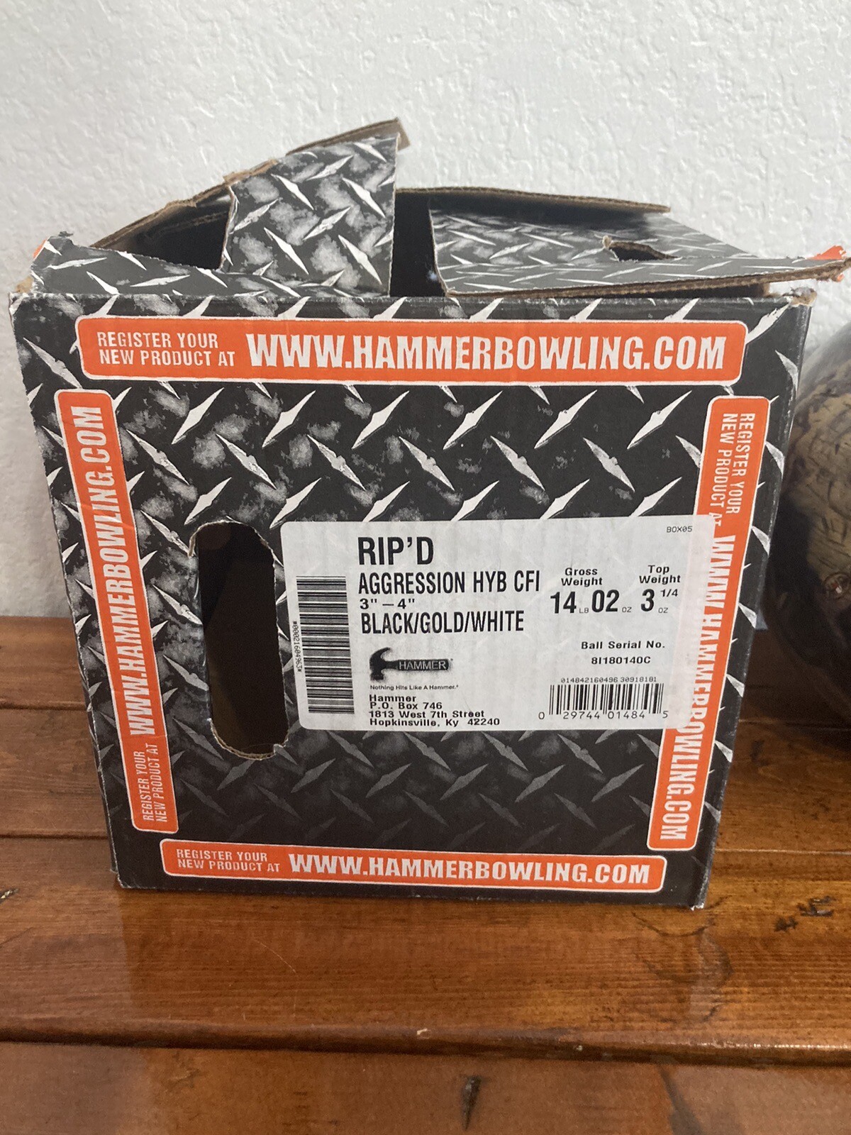 Hammer Jigsaw Bowling Ball Gold Black White Marble 15 Lbs Rare W/Orig