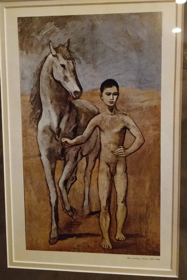 Pablo Picasso "Niño liderando un caballo" madera personalizada 17" x 21" marco impresión firmada Foto 3 de 4