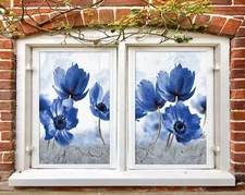 3D Blue Flower A571 Window Film Print Sticker Cling Stained Glass UV Sinsin