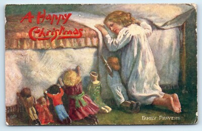 POSTKARTE FAMILIENGEBETE - DOLLYS RAPHAEL TUCK & SONS FROHE WEIHNACHTEN 1919 9667