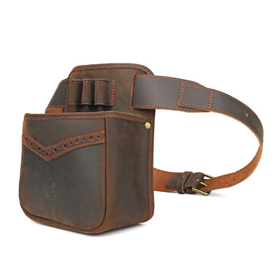 Tourbon Skeet Trap Shooting Ammo Storage Pouch Leather Shotgun Shell Bag