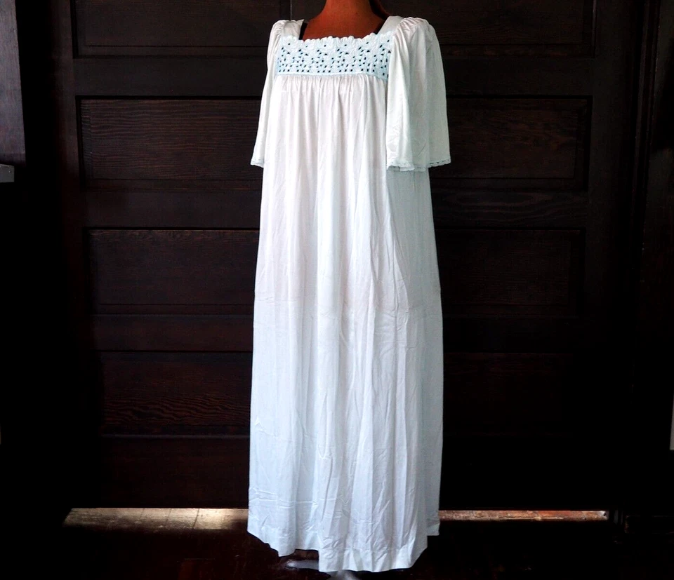 Vestido de Colección Años 60 JC Penney Azul Floral Manga Acampanada Chemise ILGWU Lencería Talla M Foto 2 de 4