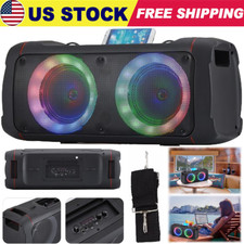 Dual 6.5" Portable Bluetooth Speaker w/ TWS USB AUX TF FM Radio  Shoulder Strap