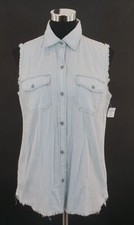 Current/Elliot Denim Blouse Blouse The Fray 1 S/M Blue Light Blue Stone Sleeveless D209