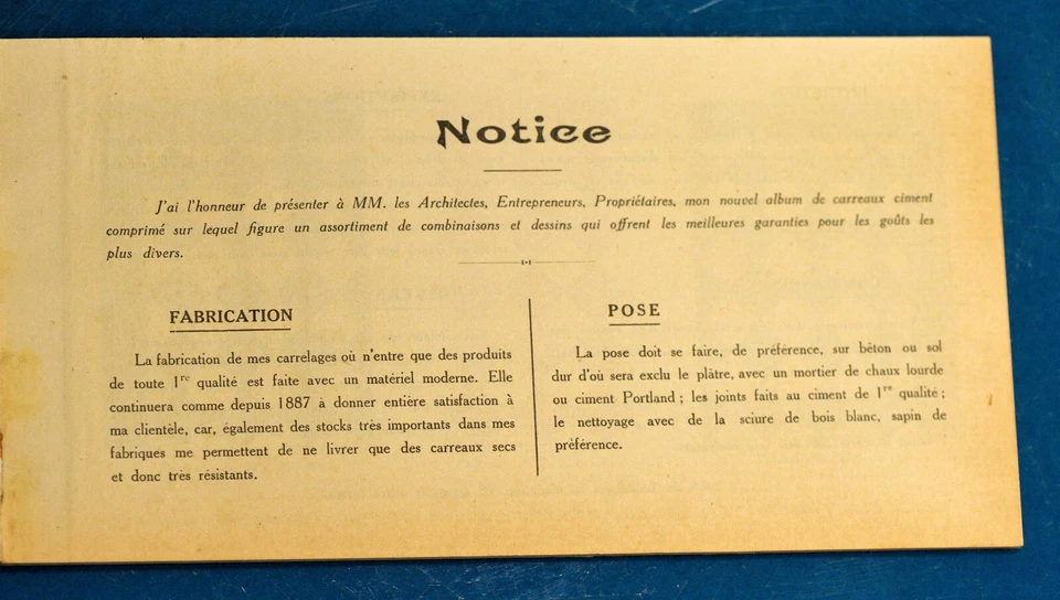 "Catalogue Manufacture de Carreaux en ciment comprimé" J. ROMANS, usine de Lyon  - Photo 4/4