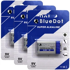 Set of 3 ~ BRAND NEW 9 Volt 9V BlueDot Trading Super Alkaline Battery US SHIPPER