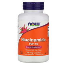 Now Foods Niacinamide 500mg, Energy Production, 100 Veg Capsules, 1EA