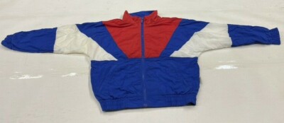 Vintage 90's soft laundered polyester/nylon  Full Zip Track Jacket Size youth L