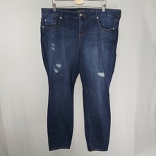 Torrid Jeans Skinny 20R Womens Blue Cotton Stretch Denim Distressed Torn Premium