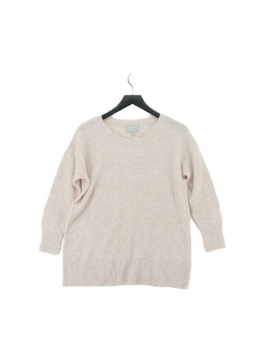 Pure Women's Jumper UK 14 Cream 100% Cashmere Crew Neck Pullover