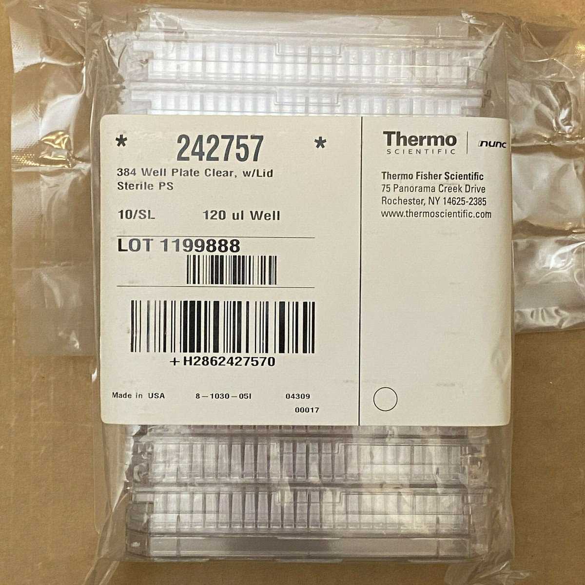 10x Thermo Nunc 242757 384 Well Non-Treated Flat-Bottom Microplate
