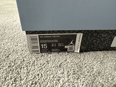 Nike Air Jordan Retro 3 III UNC White Valor Blue Tech Grey Size 15