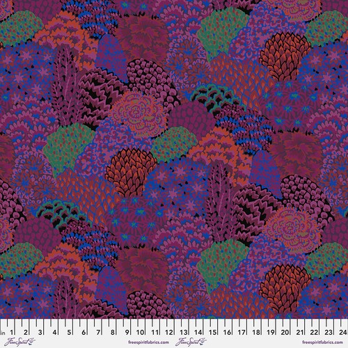 Kaffe Fassett Quilting Cotton 1/2m / Fat / Long Quarters Oriental Trees Maroon - Picture 2 of 3