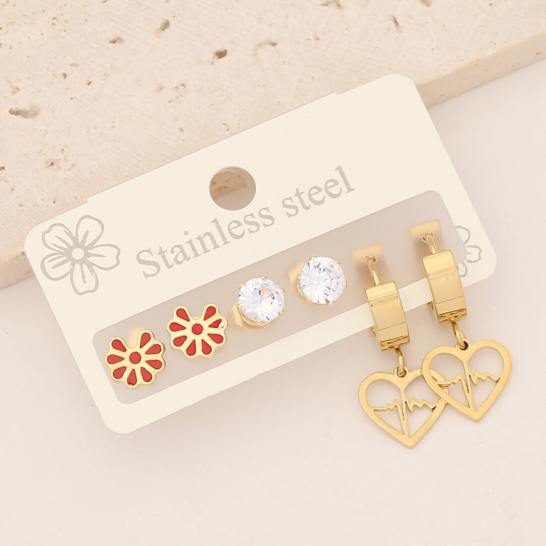 3 Paar Ohrstecker Set – 14K Vergoldet Mit Kubischem Zirkonia – Doppelseitig Tragbar, Hypoallergen – Größen 3, 5 & 7 Mm – Perfekt Für Damen & Herren – Gold-CZ