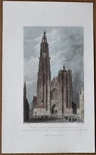 BELGIUM: Bartlett print WEST FRONT OF CATHEDRAL, ANTWERP (#36), 1837.