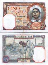 Algeria 5 Francs 1941 Pick# 77b VF-XF