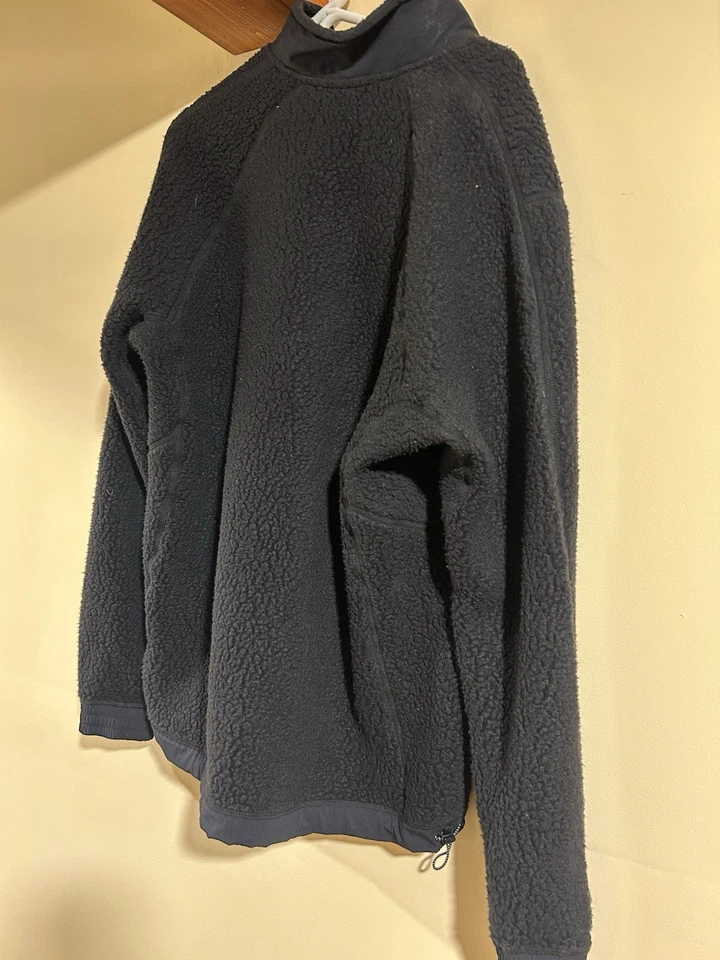 Reigning Champ Jacket Men XL Black Deep Pile Sherpa Fleece Full Zip - Image 2 of 4