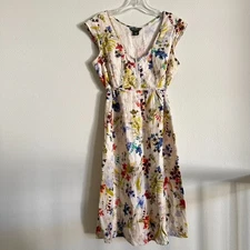 Eddie Bauer Floral Cotton Midi Dress P10 Cottagecore Prairie Sundress Boho Chic