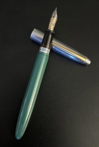 Vintage Sheaffer Snorkel Green Body White Dot Fountain Pen 14k Nib