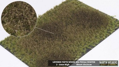 2-6mm Layered Grass Tufts Weeds Mat - Early Winter (210 x 150 mm)