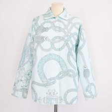 Hermes Mist Green Polyester Palefroi Remix Reversible Sweater