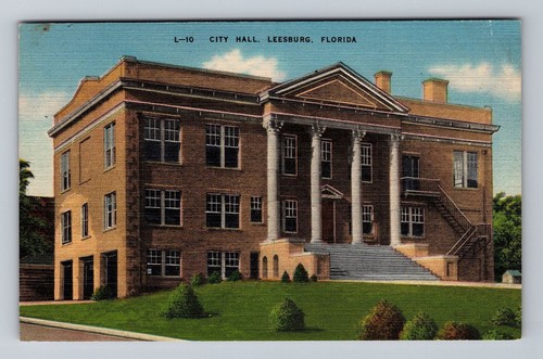 Leesburg FL - Florida, Rathaus, Vintage Postkarte