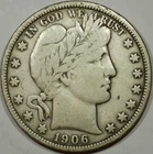 1906 US Barber SILVER Half Dollar Fine 12 Condition - Books at $120