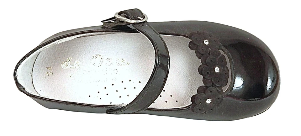 DE OSU - España - Zapatos de vestir de charol negro para niñas con pedrería -Europeos 24 -Talla 7 Foto 4 de 4