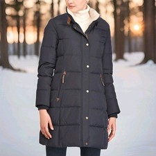 Ralph Lauren Down Coat Commuter Car Mid Length Winter Jacket Navy Women XS Small
