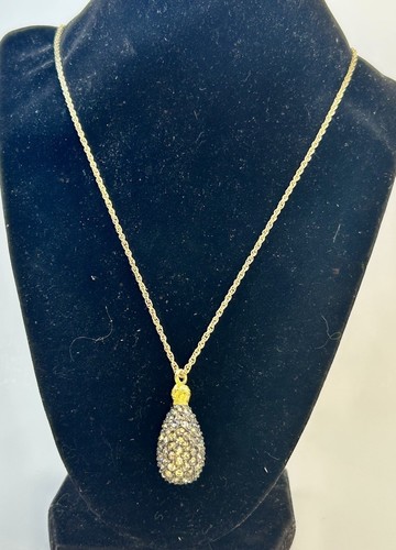 Joan Rivers Faberge Inspired Egg Pendant Crystal Necklace Rope Chain Gold Tone - Picture 11 of 14
