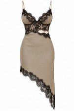 Women's Lace Trim Asymmetric Slip Dress Cutout Camisole Party Dress Sizes XS-L