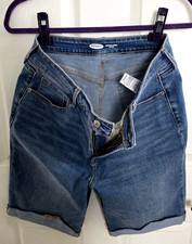 Old Navy Womens Size 12 Bermuda Jean Shorts Blue Stretch Zip High Rise
