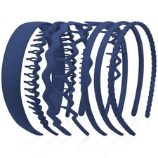 AHONEY 7 Pack Blue Headbands for Women Mens 7 Count Pack of 1 , Navy blue