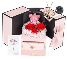 Birthday Gifts for Mom from Daughter and Son, I Love U Mom Necklace Red Roses