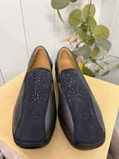 Hotter ‘Calypso’ Shoes Size UK6 EU39 Navy Silver Slip On Cushioned Comfort 