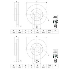 2X BOSCH BREMSSCHEIBEN 255mm BELÜFTET VORNE PASSEND FÜR TOYOTA PRIUS